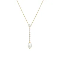 Hyacinth 18K Goldplated, Faux Pearl & Cubic Zirconia Y-Necklace