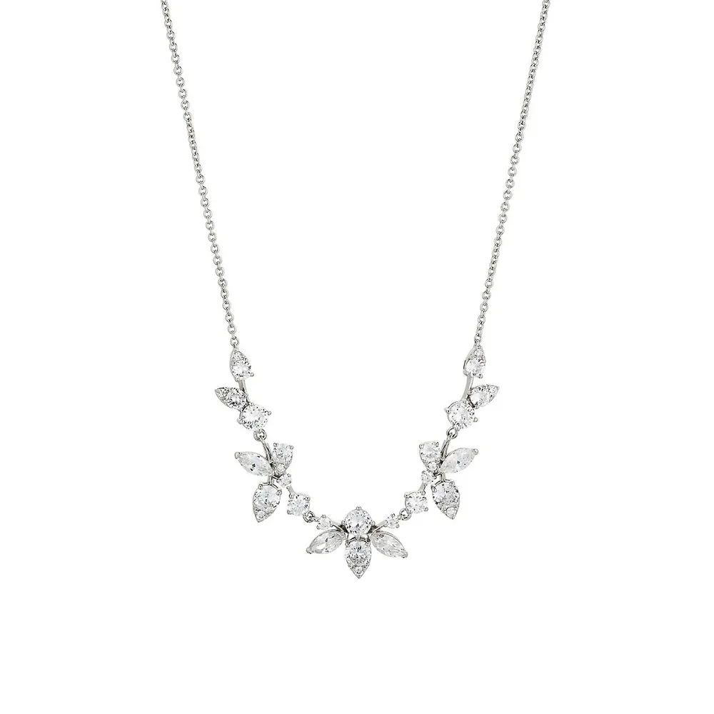 Hyacinth Chiara Rhodium-Plated & Cubic Zirconia Floral Necklace