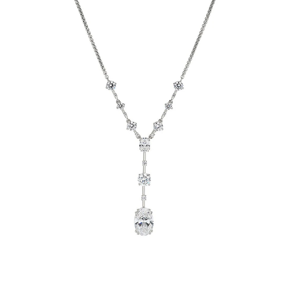 Evelyn Rhodium-Plated & Cubic Zirconia Y-Necklace