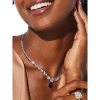 Rock Stars Rhodium-Plated & Cubic Zirconia Pear-Cut Pendant Necklace