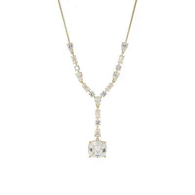 Rock Stars 18K Goldplated & Cubic Zirconia Cushion-Stone Pendant Y-Necklace