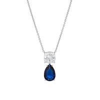 Rock Stars Rhodium-Plated & Cubic Zirconia Pear Drop Pendant Necklace