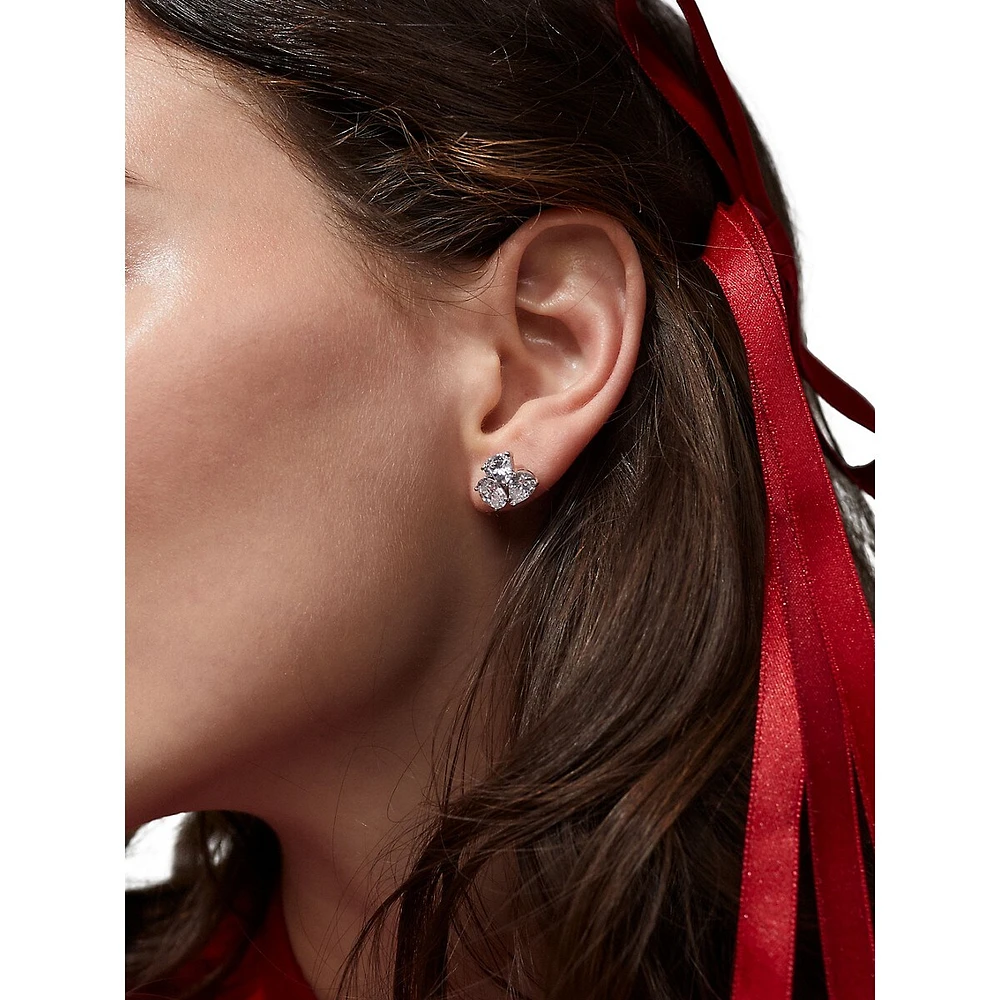 Cora Rhodium-Plated & Mixed Cubic Zirconia Stud Earrings