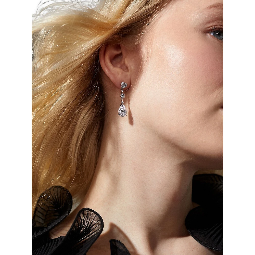 Cora Rhodium-Plated & Mixed Cubic Zirconia Drop Earrings