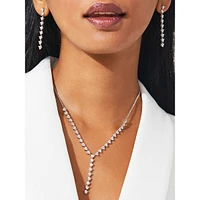 Gwen Rodiium-Plated & Cubic Zirconia Y-Necklace