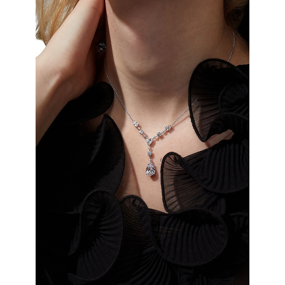 Cora Rhodium-Plated & Mixed Cubic Zirconia Y-Necklace