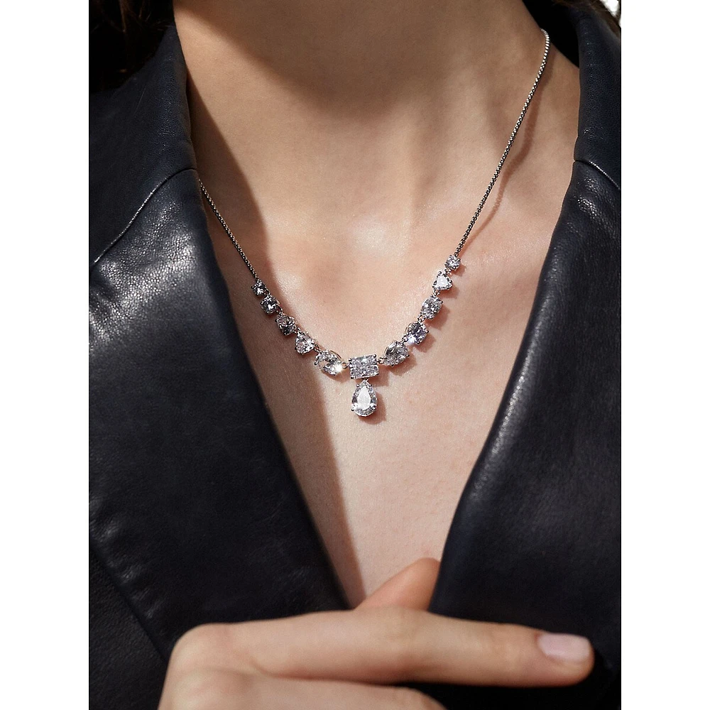 Cora Rhodium-Plated & Mixed Cubic Zirconia Drop Necklace