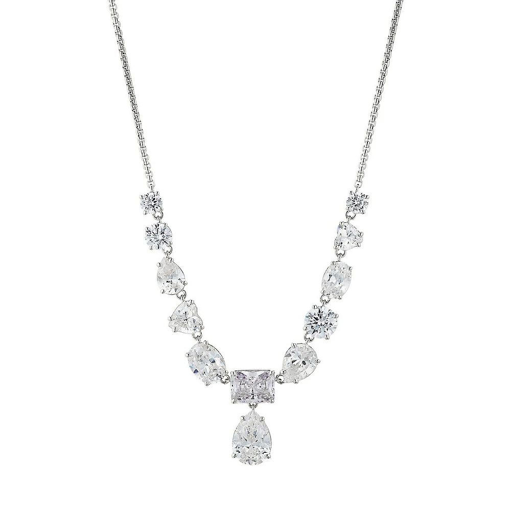 Cora Rhodium-Plated & Mixed Cubic Zirconia Drop Necklace