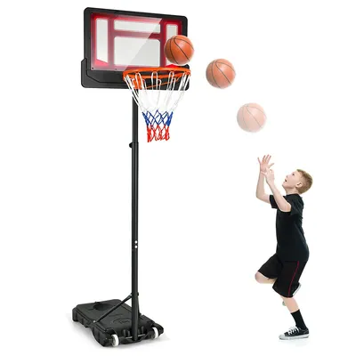 Kids Basketball Hoop Portable Backboard System With Adjustable Height Ball Storage