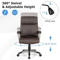 Ergonomic Office Chair Pu Leather Executive Swivel With Upholstered Armrests Brown