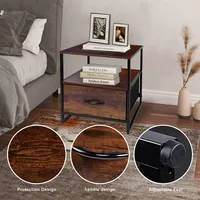 2 Tier Nightstand Sofa Side Table Bedside End Table with Storage Drawer for Bedroom Living Room