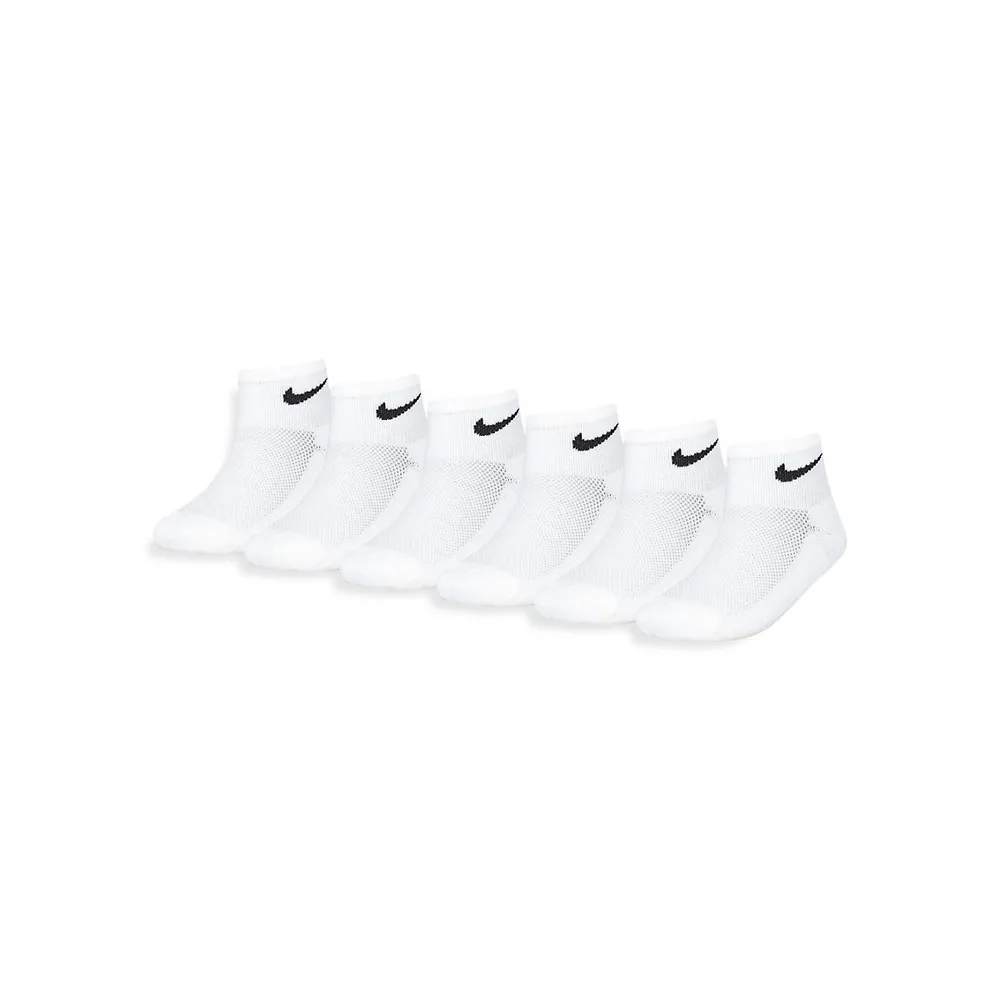 Kid's 6-Pair Mesh Cushion Quarter-Length Socks