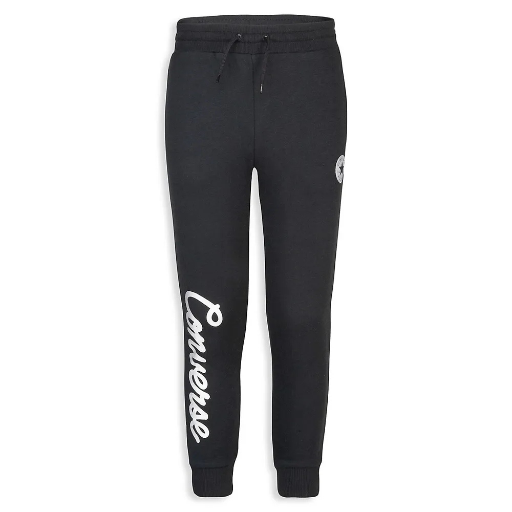 Girl's Metallic Script Logo Joggers