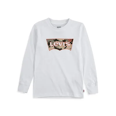 Boy's Long-Sleeve Camo Batwing Logo T-Shirt