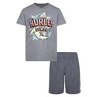 Little Boy's 2-Piece T-Shirt & Stretch-Woven Shorts Set