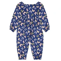 Little Girl's Butterfly Jumpsuit & Headband Set