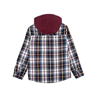 Boy's Hooded Plaid Flannel Shirt