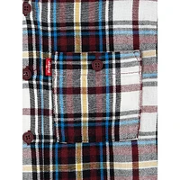 Boy's Hooded Plaid Flannel Shirt