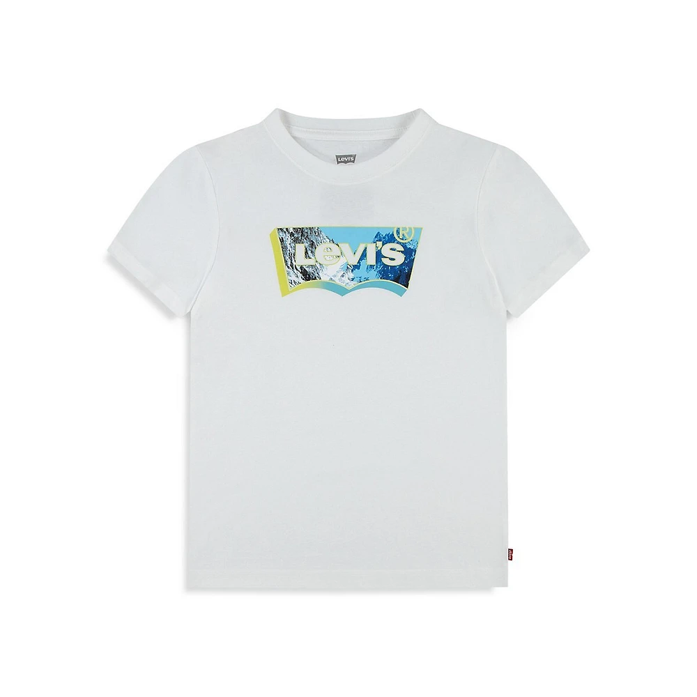 Boy's Mountain-Fill Batwing Logo T-shirt