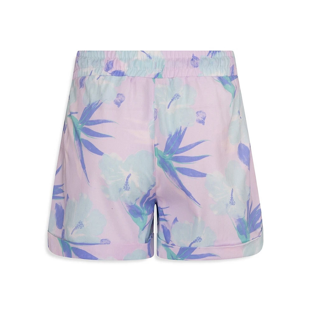 Girl's Printed High-Waisted Woven Shorts