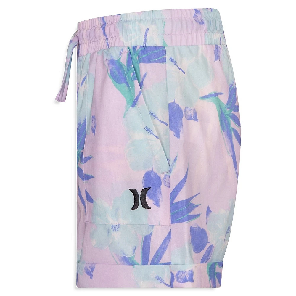 Girl's Printed High-Waisted Woven Shorts