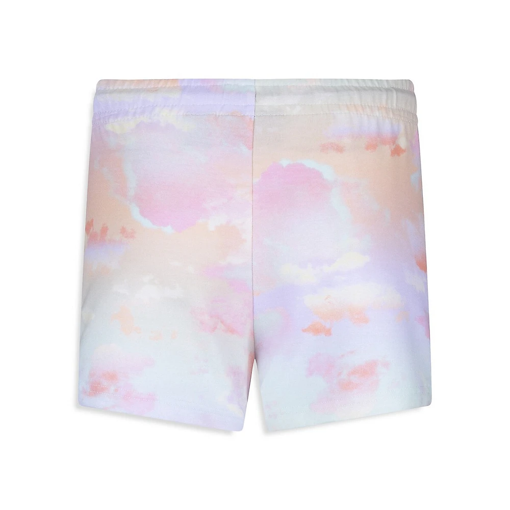 Girl's Gradient Tie-Dye Print Drawstring Shorts