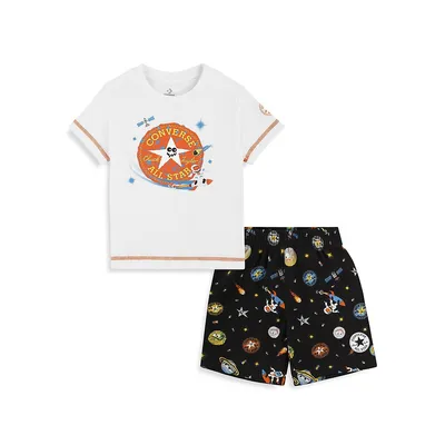 Outerstuff Preschool Houston Astros Orange/Heather Gray Groundout Baller Raglan T-Shirt & Shorts Set