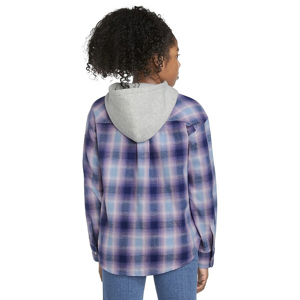 Girl's Hooded Plaid Flannel Shirt