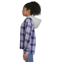 Girl's Hooded Plaid Flannel Shirt