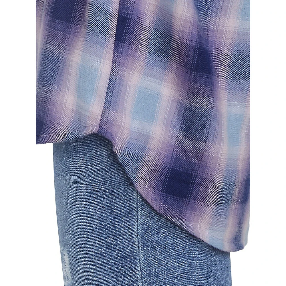 Girl's Hooded Plaid Flannel Shirt