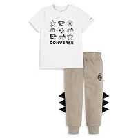 Little Boy's 2-Piece Dinos T-Shirt & Joggers Set
