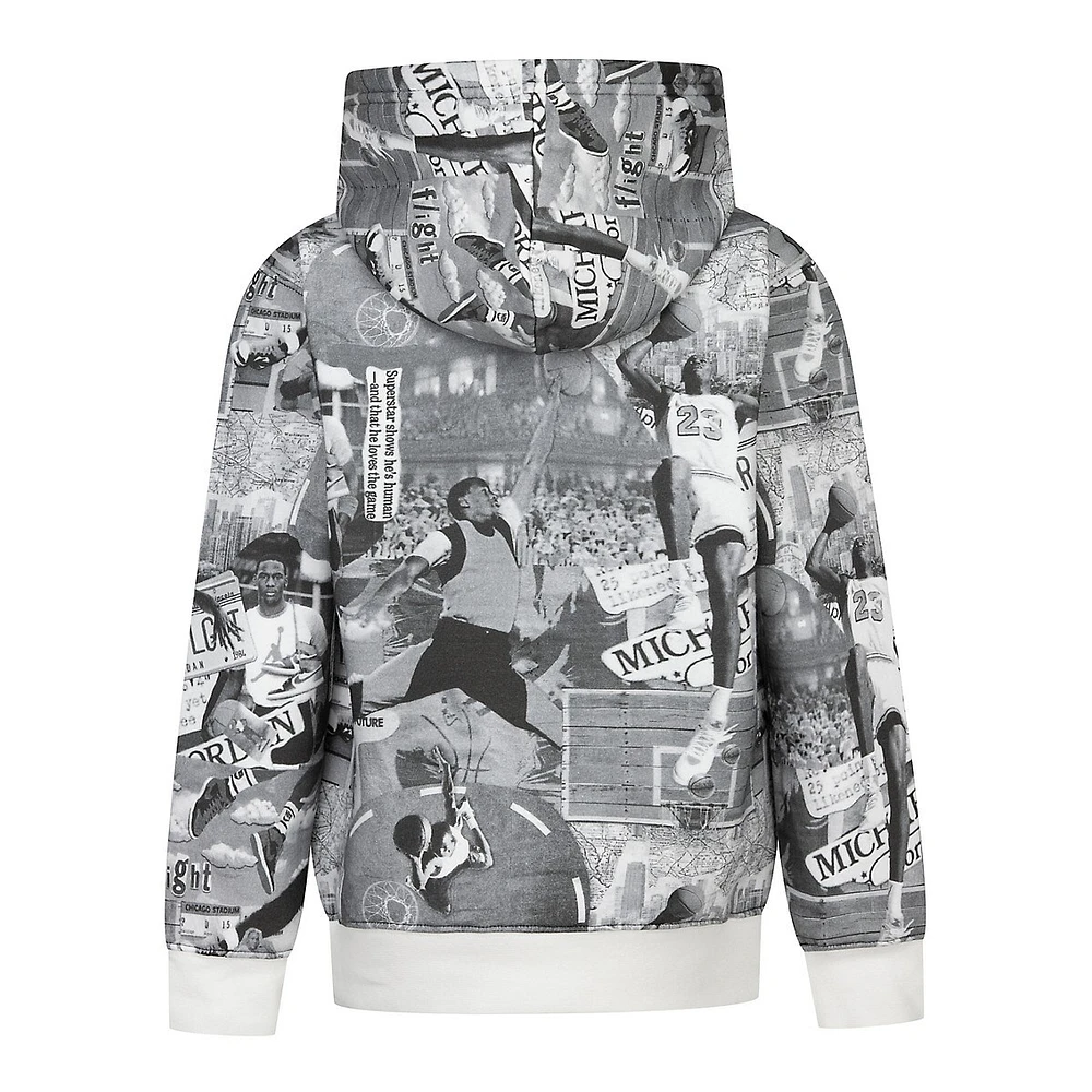 Boy's Brooklyn Collage-Print Fleece Hoodie