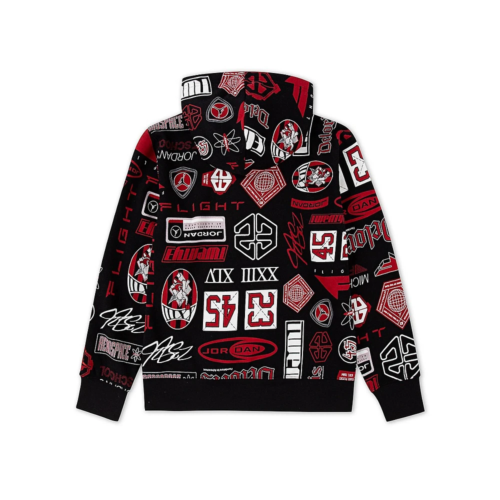 Boy's Allover Print Fleece Hoodie