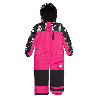 Little Girl's Snowmobile One-Piece Print-Accent Snowsuit