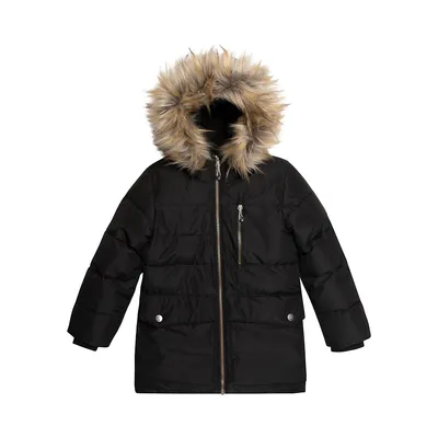 Little Boy's Puffy Faux Fur-Trimmed & Quilted Winter Jacket