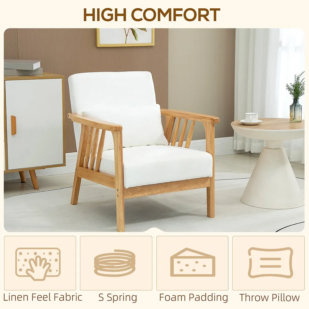Homcom Accent Chairs With Throw Pillow And Cushions