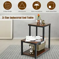 3-tier End Table Side Table Night Stand W/ Storage Shelf For Living Room