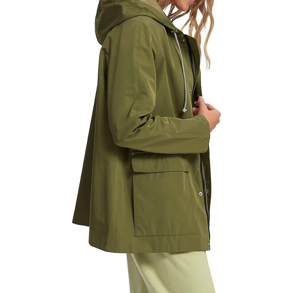 Mid-Length Hooded Raincoat