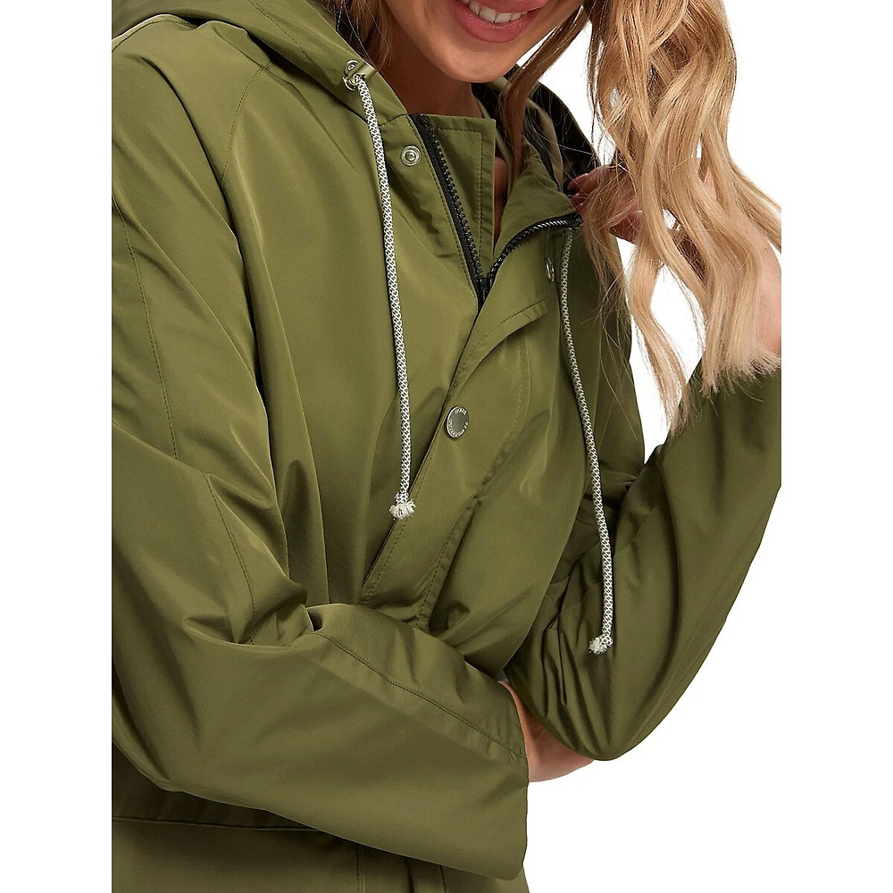 Mid-Length Hooded Raincoat