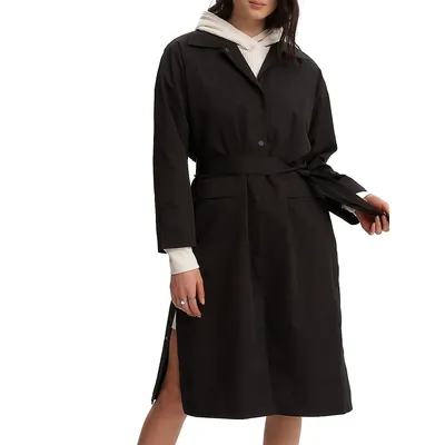 Classic Snap-Button Belted Raincoat