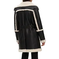 Sanna Vegan Leather Faux Shearling-Lined Trench Coat