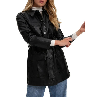 Jutta Mid Length Vegan Leather Jacket