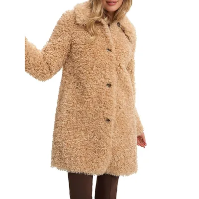 Angie Mid-Length Faux-Shearling Coat