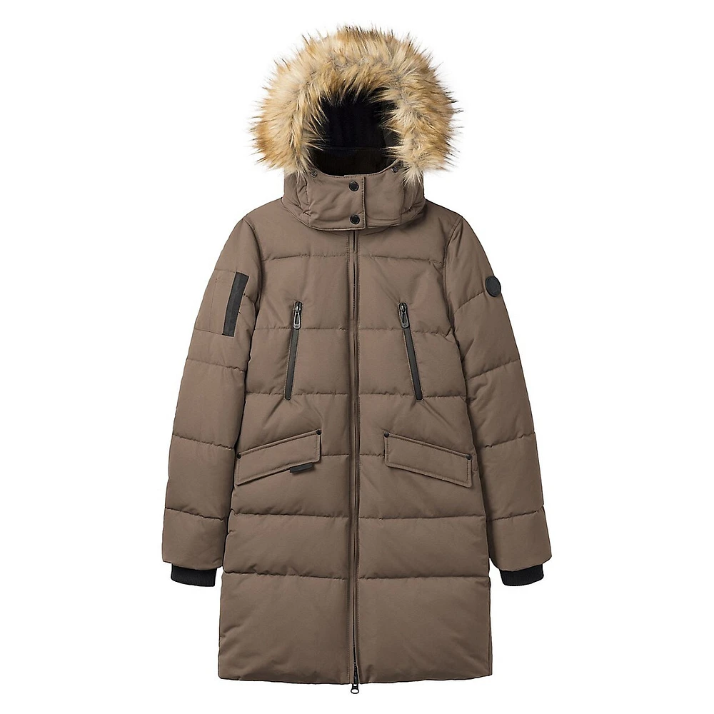 Addie Faux Fur-Trim Quilted Parka