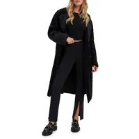 Emelyn Faux Fur Double-Breasted Long Coat