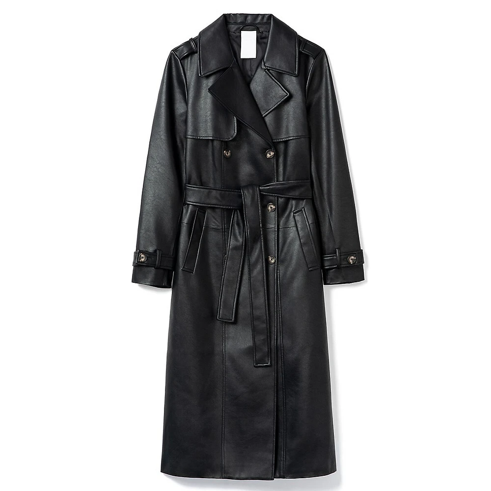 Trenchcoat long en cuir végane Albina