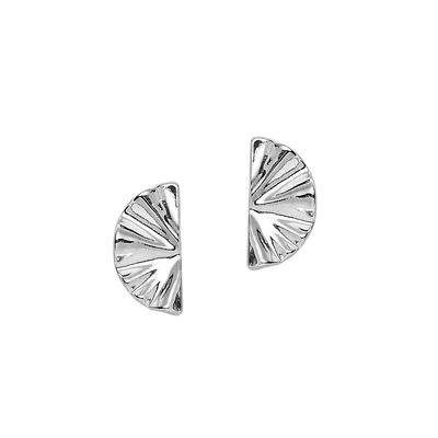 Aria Silverplated Half Moon Stud Earrings