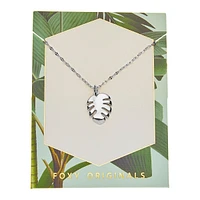 Collier à pendentif en étain plaqué argent Palm Gardenia