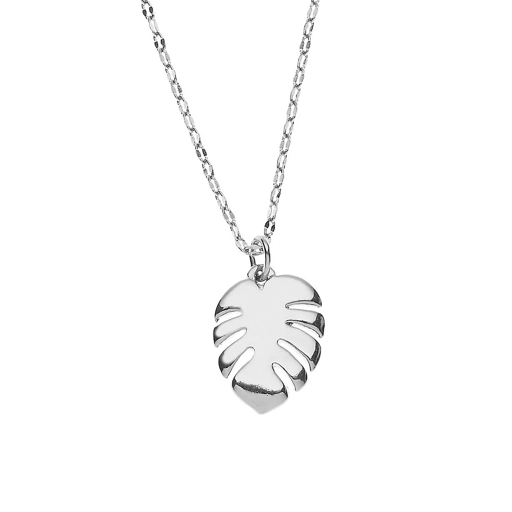 Collier à pendentif en étain plaqué argent Palm Gardenia