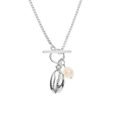 Paradise Silverplated & 10MM Freshwater Pearl Pendant Necklace